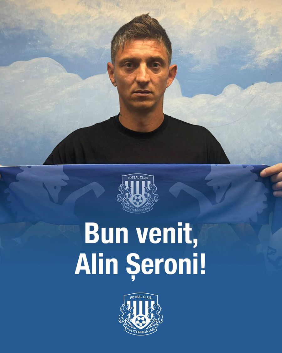 Alin Șeroni, prezentat la Poli Iași/ foto: Facebook @Politehnica Iași Alin Șeroni, prezentat oficial la altă echipă din România