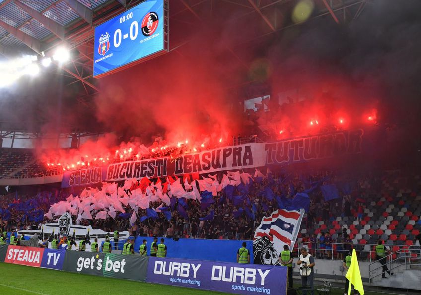 Fanii steliști au comis derapaje xenofobe în timpul meciului cu Csikszereda, din prima etapă a ligii secunde. Foto: Cristi Preda