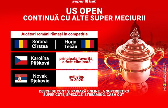 Super spectacolul de la US Open continuă! Doi români din șase au rămas în competiție