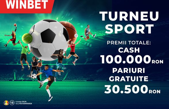 Biletele necâștigătoare te pot îmbogăți! Winbet a început ”Turneul Sport”, singurul loc unde poți câștiga... chiar și atunci când pierzi