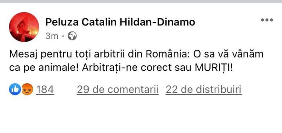 Mesajul postat de PCH în timpul meciului FCSB - Dinamo, șters ulterior // FOTO: TV Telekom Sport ȘOCANT! Ultrașii lui Dinamo au depășit orice limită » Amenințări cu moartea după meciul cu FCSB