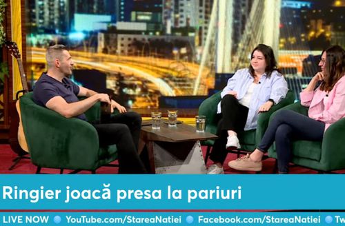Dragoș Pătraru într-o discuție cu jurnalistele GSP Mirela Neag și Ioana Mihalcea