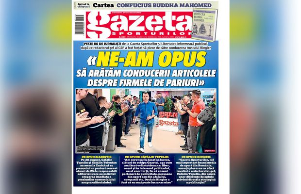 „Ne opunem!” » Coperta Gazetei Sporturilor de astăzi