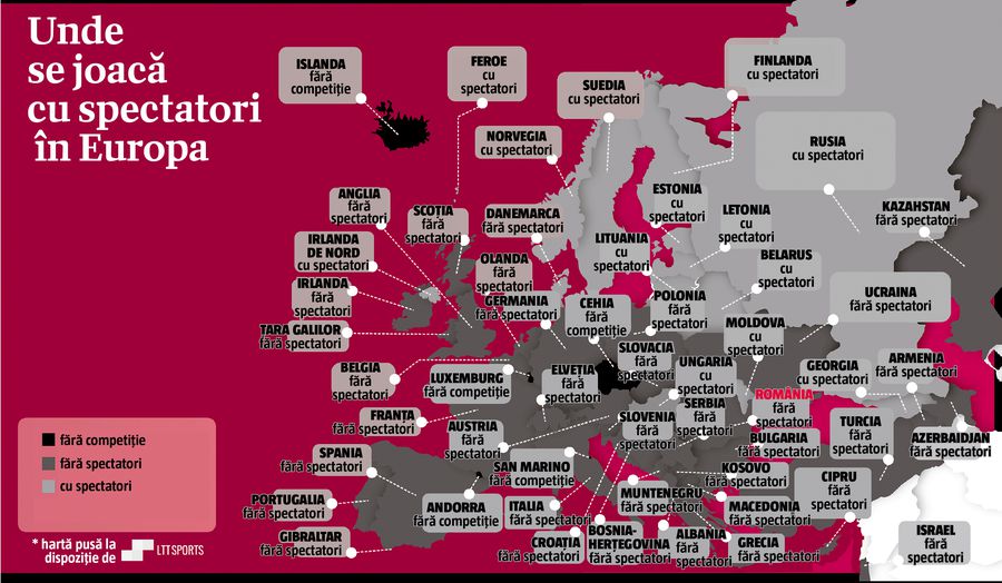 25% din Europa are spectatori în tribune! Ungaria are spectatori, deși pandemia e la nivelul din România