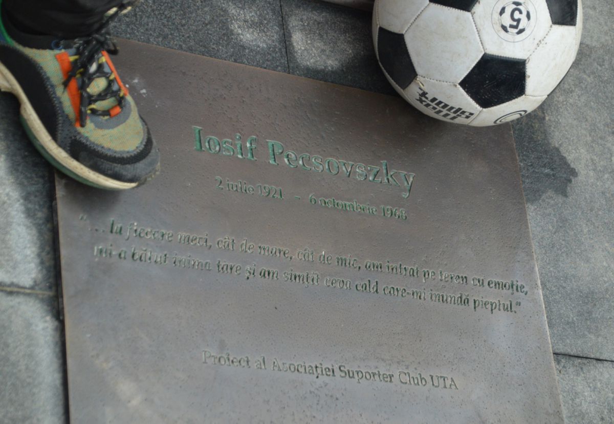 Legendarul Iosif Petschovschi, omagiat la Arad » Statuie dezvelită în fața stadionului