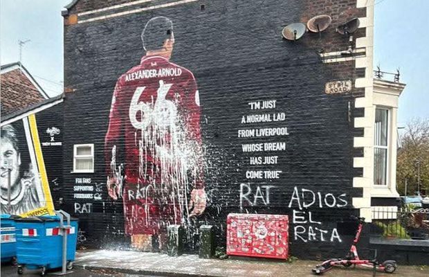 Pictura murală a lui Trent Alexander-Arnold a fost vandalizată înainte de Liverpool - Real Madrid