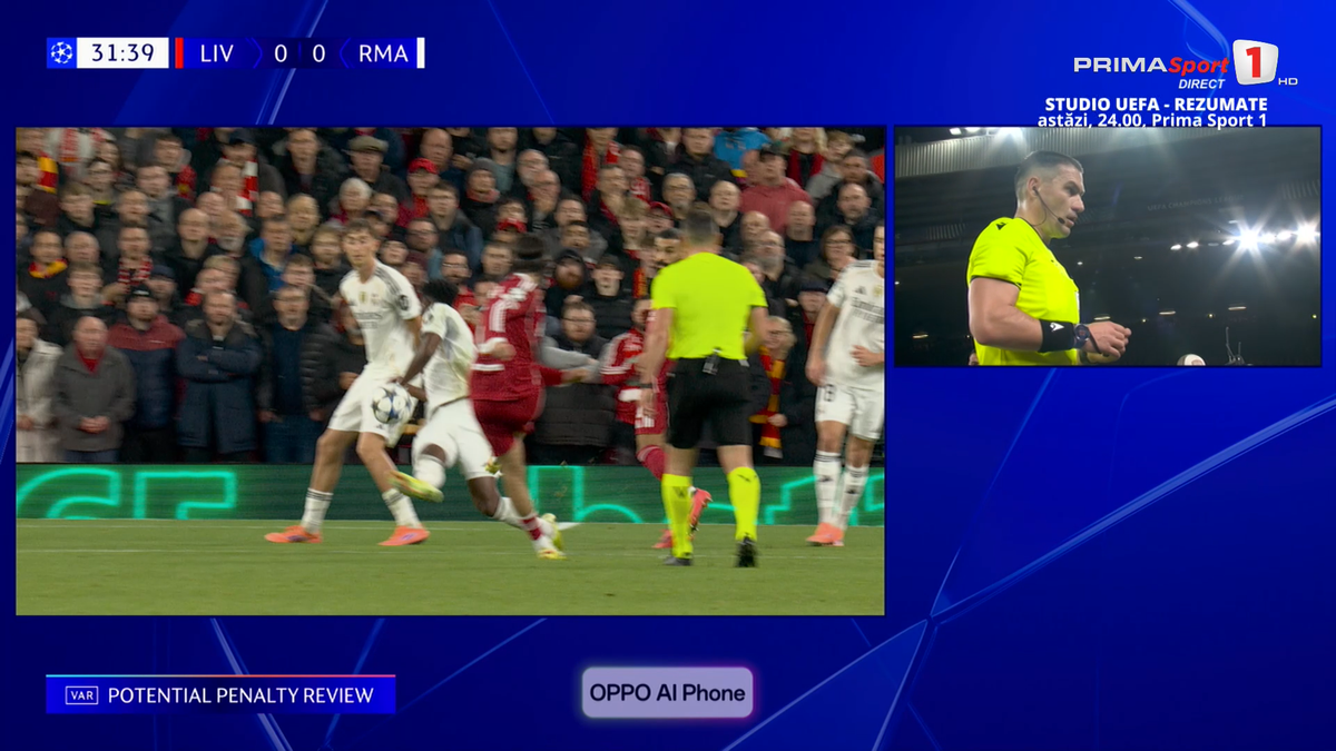 Mingea atinsă cu mâna de Tchouameni în Liverpool - Real Madrid