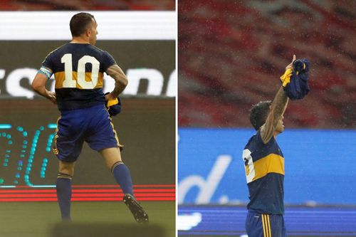 Carlos Tevez, după golul marcat cu Internacional // foto: Twitter @ _CarlitosTevez