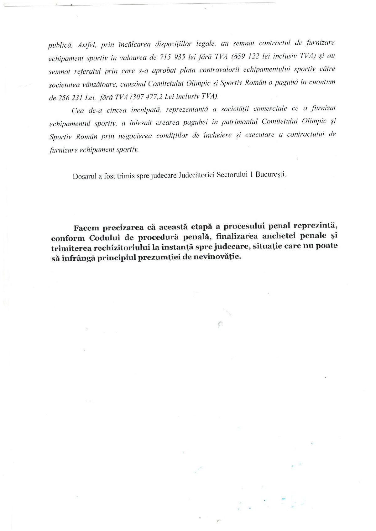 Comunicatul Parchetului - Investigație GSP echipament - 5 ianuarie 2021