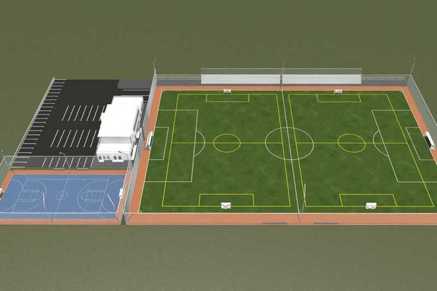 Maquette de la nouvelle base construite par CNI La boue disparaît, une nouvelle base apparaît ! Le stade a été démoli, CNI va investir plus de deux millions d'euros