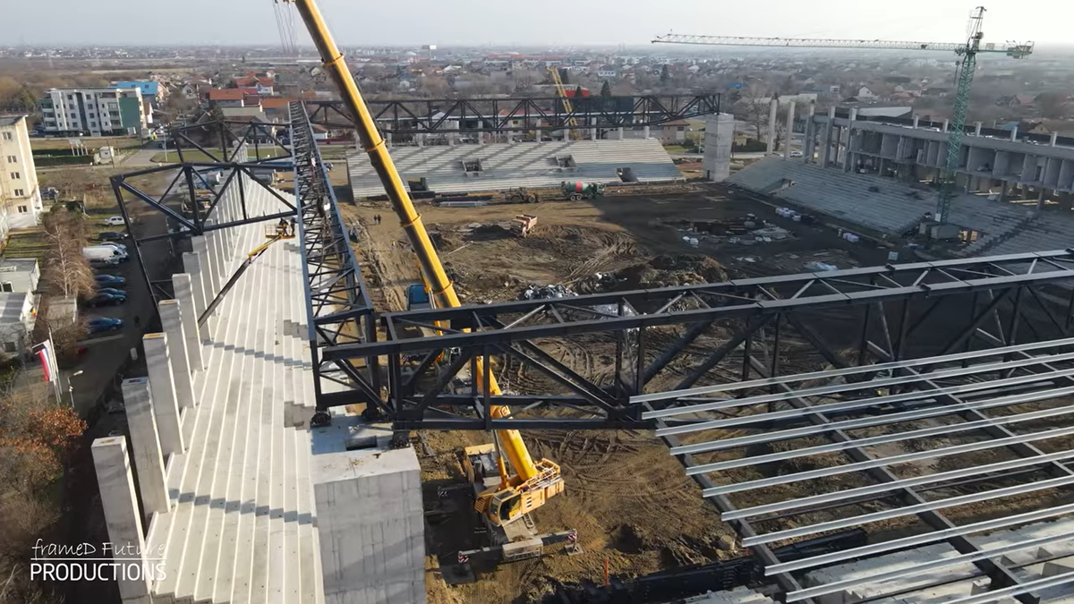 Prinde contur » Imagini la zi cu primul stadion din România care se va inaugura în 2026