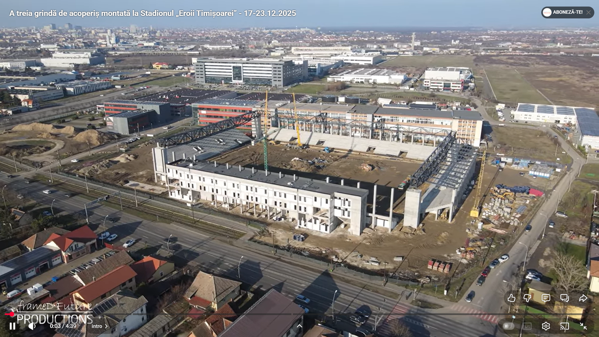 Stadionul „Eroii Timișoarei”, decembrie 2025 // foto: capturi YouTube