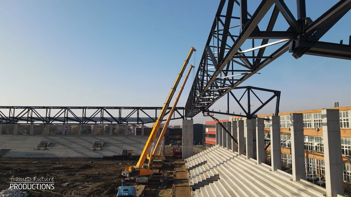 Prinde contur » Imagini la zi cu primul stadion din România care se va inaugura în 2026