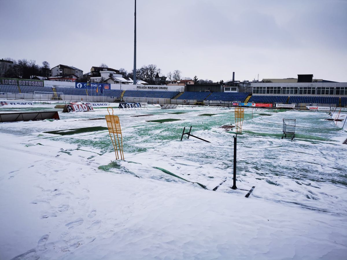 Viscol și ger la Botoșani » Starea gazonului cu 24h înaintea meciului cu Petrolul