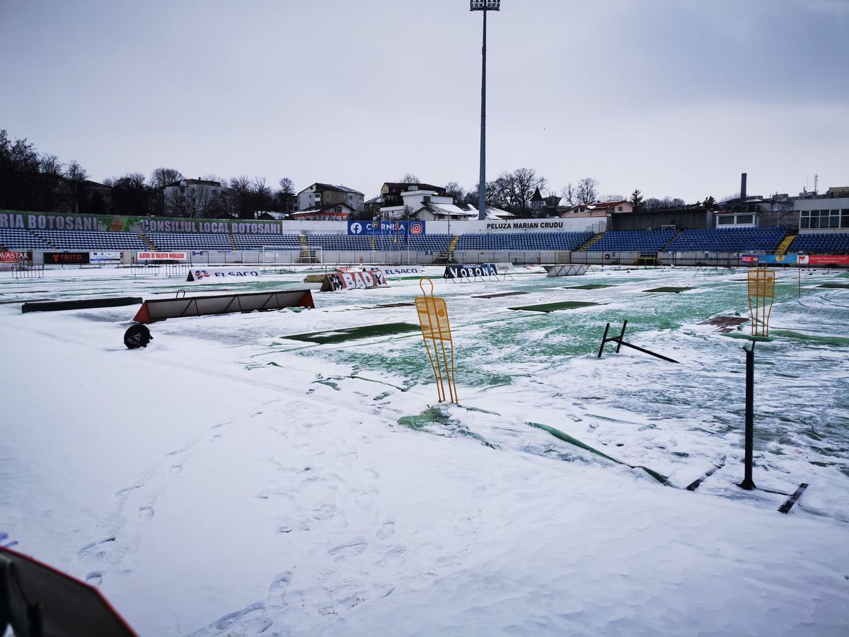Viscol și ger la Botoșani » Starea gazonului cu 24h înaintea meciului cu Petrolul
