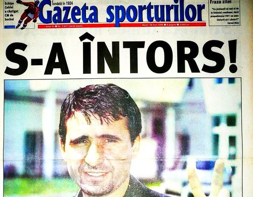 Gică Hagi pe prima pagina a Gazetei Sporturilor de atunci
