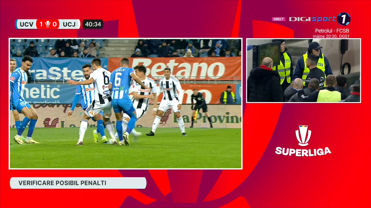 Penalty-urile din prima repriză a meciului U Craiova - U Cluj