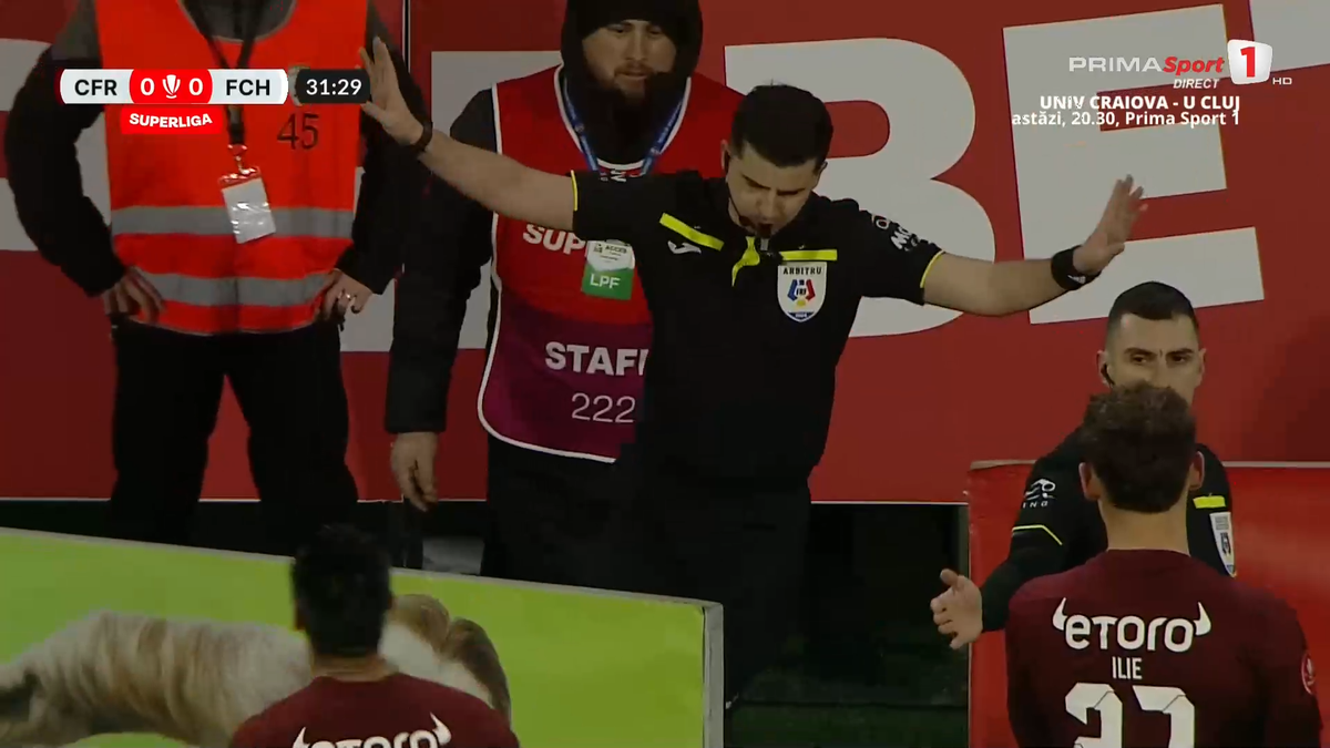 Faza la care mingea a lovit mână lui Căpușă în CFR Cluj - Hermannstadt