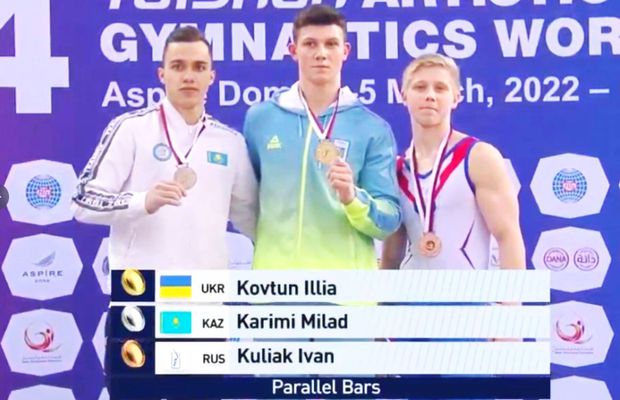 Moment șocant pe podium! Un gimnast rus a apărut în fața rivalului ucrainean cu semnul tancurilor lui Putin pe piept