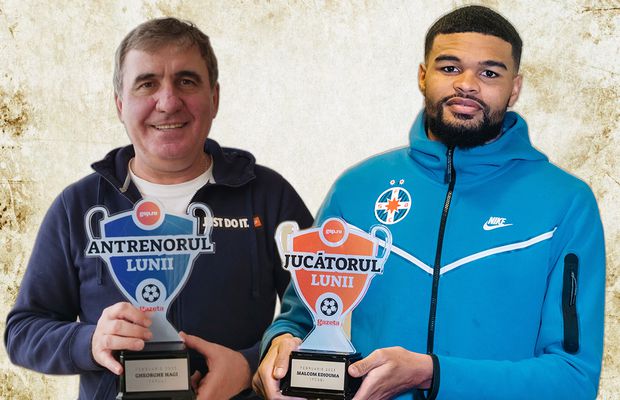 „Regele” și „Micul prinț” » Gheorghe Hagi a fost ales „Antrenorul lunii februarie”, iar Malcom Edjouma - „Jucătorul lunii”! Cum s-a votat