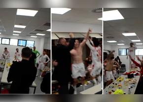 Discurs al lui Ovidiu Burcă, în uralele vestiarului: „În liga asta n-are cine să ne stea în față!” + Iacob și Zăvăleanu au cântat cu jucătorii