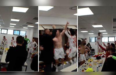 Discurs al lui Ovidiu Burcă, în uralele vestiarului: „În liga asta n-are cine să ne stea în față!” + Iacob și Zăvăleanu au cântat cu jucătorii