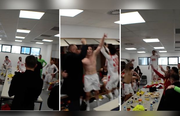 Discurs al lui Ovidiu Burcă, în uralele vestiarului: „În liga asta n-are cine să ne stea în față!” + Iacob și Zăvăleanu au cântat cu jucătorii