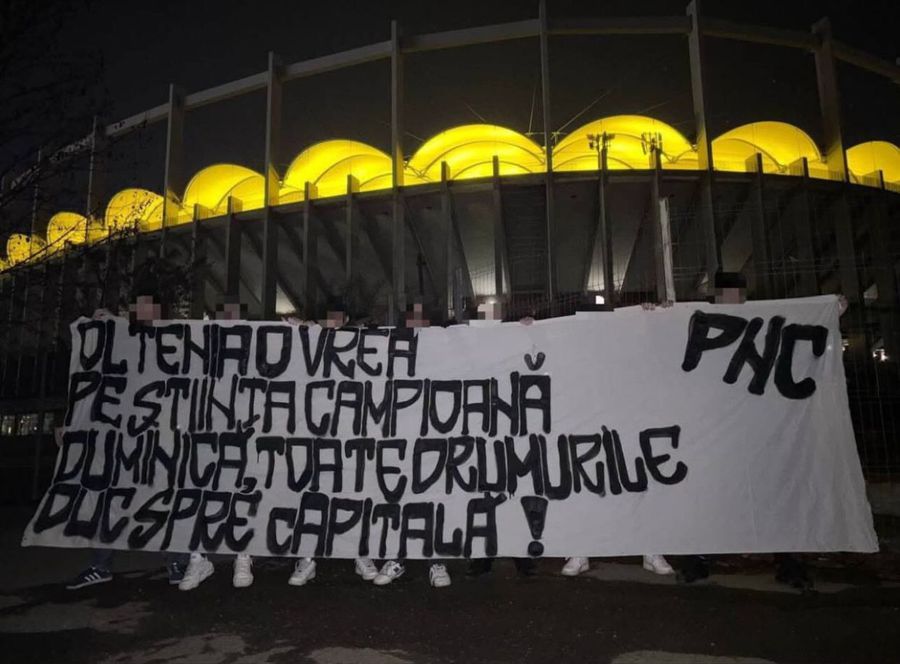 Fanii Universității Craiova au venit la Arena Națională înainte de FCSB - Lyon: mesajul afișat