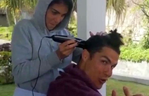 VIDEO Cristiano Ronaldo s-a lăsat tuns acasă de iubita Georgina Rodriguez :)