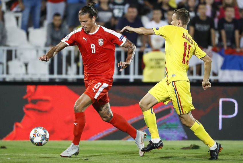 Aleksandar Prijovic în meciul din UEFA Nations League împotriva României din 2018 // sursă foto: Guliver/gettyimages