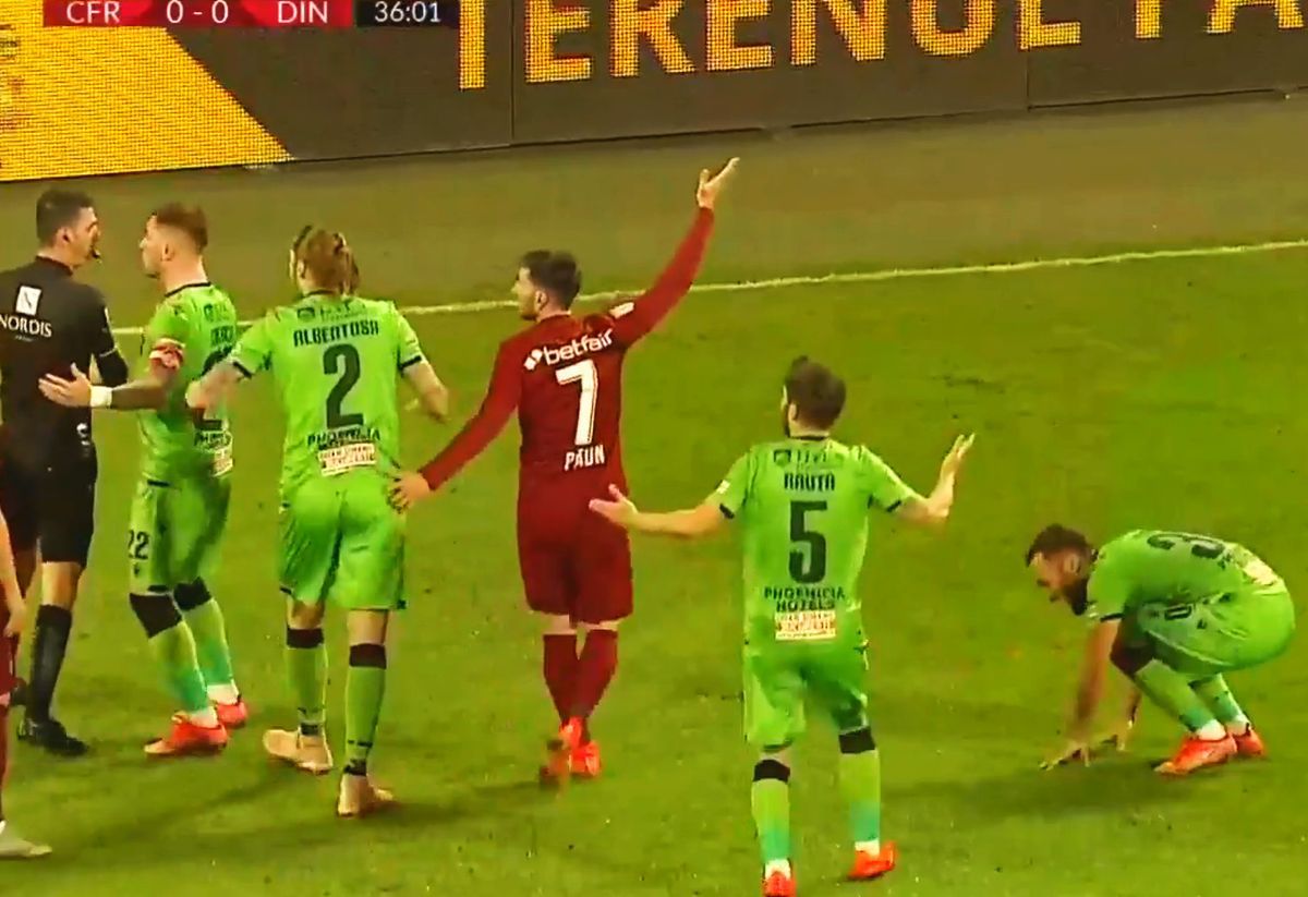 CFR - Dinamo, „roșii” Anton și Bejan / FOTO: Captură @Telekom Sport 1