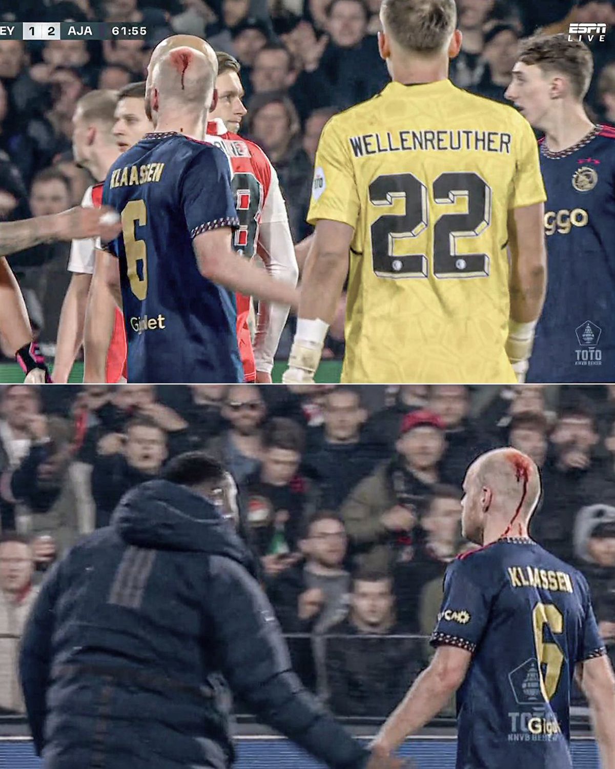 Haos total în Olanda! Feyenoord - Ajax, întrerupt după 21 de secunde din cauza torțelor + Oprit iar 45 de minute, după o bătaie generală