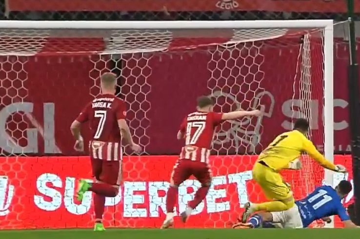 Gol anulat pentru Sepsi în meciul cu Farul, foto: captură de ecran Digi Sport