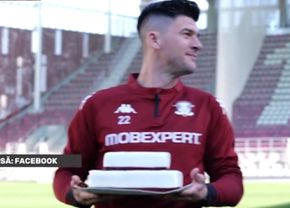 Cu tortul pe stadionul din Giulești » Cum l-au sărbătorit fotbaliștii Rapidului pe Cristi Săpunaru