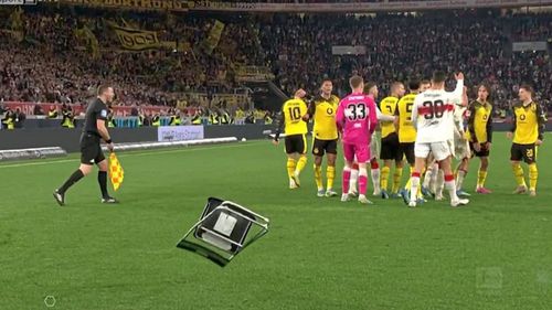 Un scaun pliant a fost aruncat înspre jucătorii care se certau / Foto: Bild