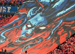 Spectacol în roșu și albastru! Galeria FCSB, superioară în duelul peluzelor: scenografia afișată în derby + dinamoviștii au răspuns cu un citat din Elisabeta Rizea