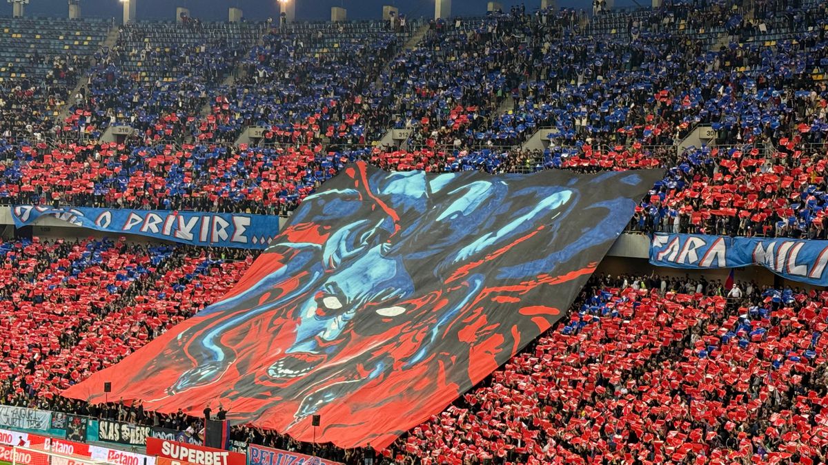 Spectacol în roșu și albastru! Galeria FCSB, superioară în duelul peluzelor: scenografia afișată în derby + dinamoviștii au răspuns cu un citat din Elisabeta Rizea