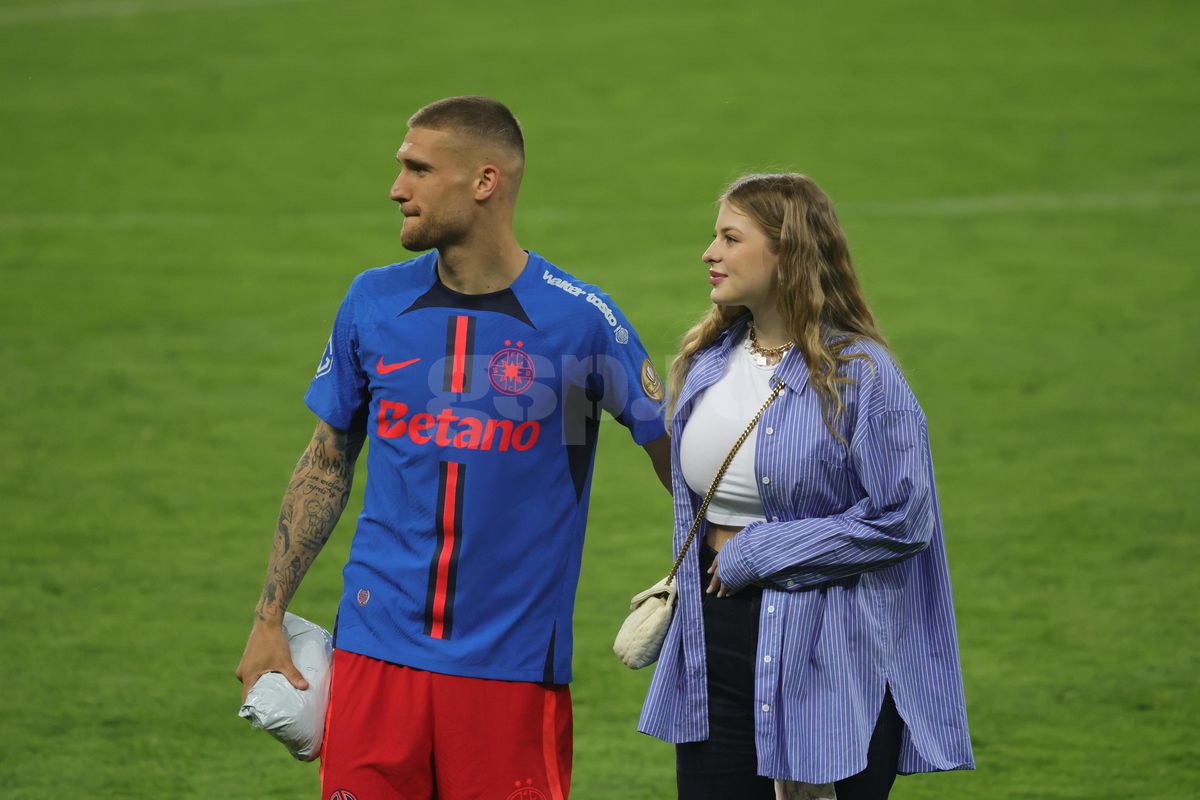 Love is in the air » Antonia și Daniel Bîrligea, momente tandre la finalul meciului FCSB - Dinamo