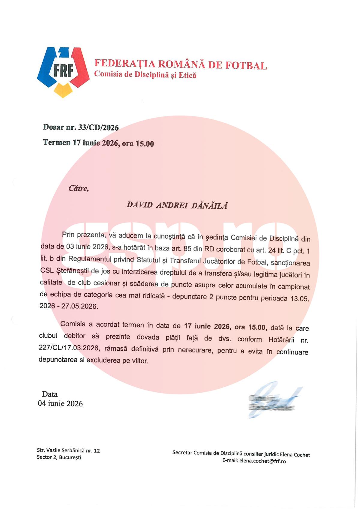 Acuzații de fals în acte la nou-promovată » Documente antedatate și o decizie de depunctare ascunsă de FRF!