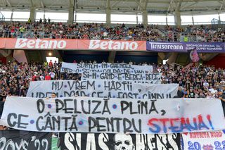 Mesajul afișat de peluza FCSB-ului la meciul cu CFR Cluj din Supercupa României