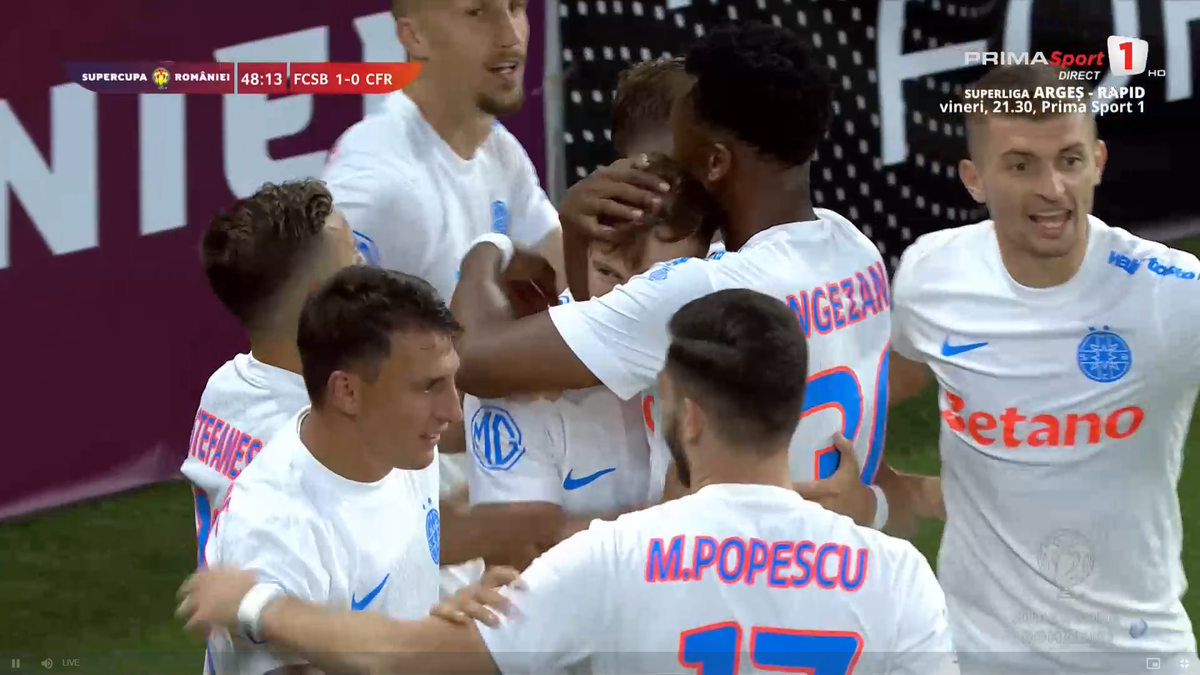 Politic a marcat un eurogol la debutul pentru FCSB, dar CFR Cluj a cerut ofsaid! Fază controversată în Supercupă