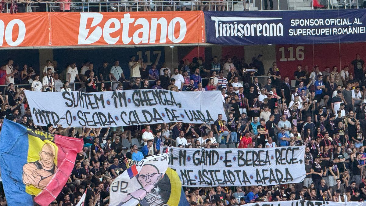 Mesajul afișat de peluza FCSB-ului la meciul cu CFR Cluj din Supercupa României