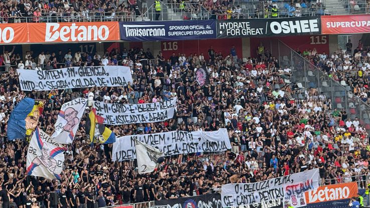 Mesajul apărut în peluza FCSB-ului la meciul cu CFR Cluj din Supercupa României
