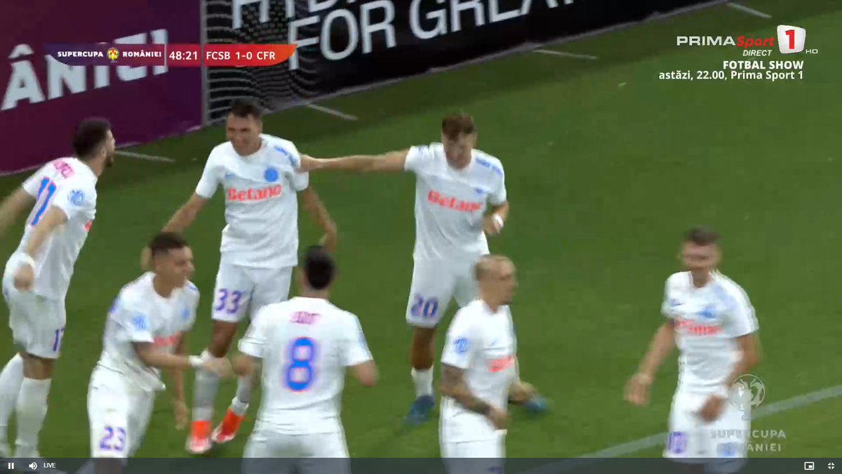 Politic a marcat un eurogol la debutul pentru FCSB, dar CFR Cluj a cerut ofsaid! Fază controversată în Supercupă