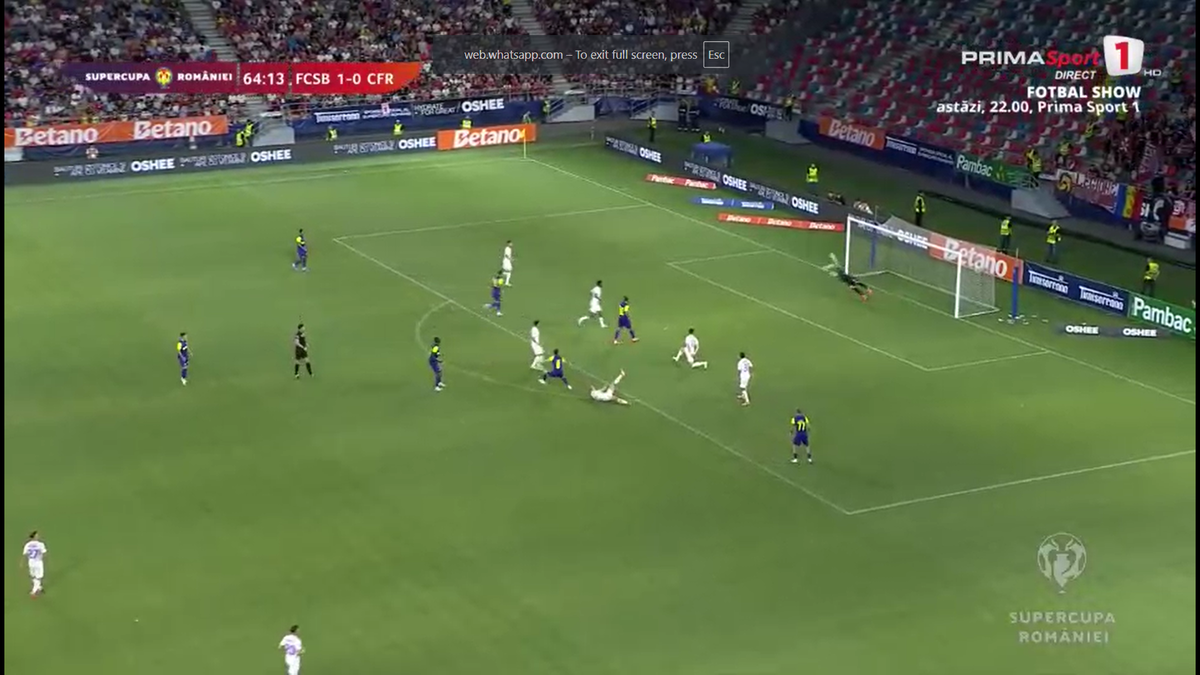 Fază controversată în FCSB - CFR Cluj, la golul clujenilor