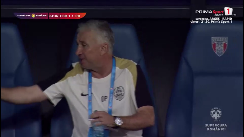 FOTO CU FAZA Dan Petrescu a răbufnit și a cerut să scoată echipa de pe teren în Supercupa dintre FCSB și CFR Cluj