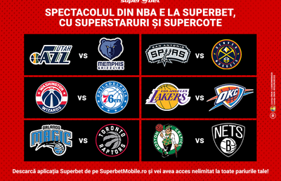 Spectacolul din NBA continuă, cu SuperStaruri și SuperCote. Cea mai bună ofertă pe baschetul american e la Superbet
