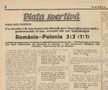 Cronica din „Patria” a singurului meci jucat de Ion Zelenak în naționala României