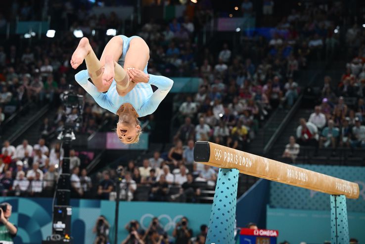 Sabrina Voinea finala olimpică la bârnă Paris 2024 Foto: Raed Krishan (Paris)