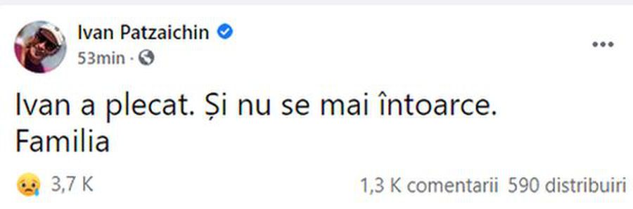 „Ivan a plecat. Și nu se mai întoarce” » Mesajul emoționant al familiei lui Ivan Patzaichin